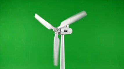 Wind turbine spins with clean energy on green screen for sustainable future videos and green energy projects - Powered by Adobe