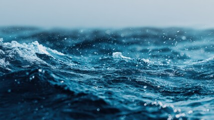 Blue water web banner offering a calm ocean view with vibrant waves and splashes, ideal for coastal-themed projects or online promotions