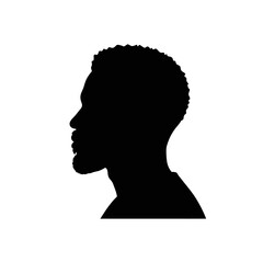 Minimalist Silhouette Profile of African American Man Portrait Illustration