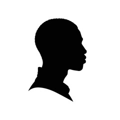 Minimalist Silhouette Portrait of a Young African American Man Profile Illustration