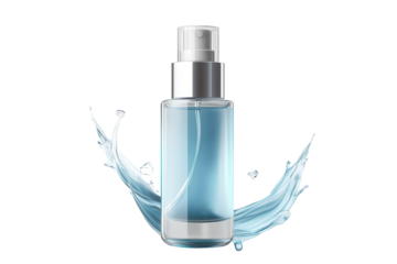 Futuristic floating skincare bottle mockup showcasing modern design and innovative presentation for product display and branding