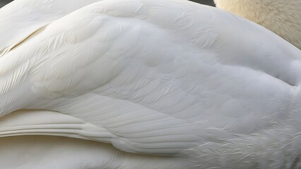 Fototapeta premium Close-up of white swan feathers in soft light