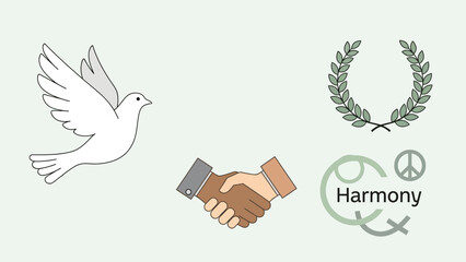 Promote Global Unity with a Dove, Olive Branch, and Harmony Symbols for Peace, Perfect for Social Campaigns and Celebrating Diversity