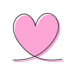 落書きのようなラフな手描きのハートイラスト ピンク