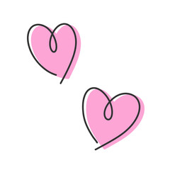 落書きのようなラフな手描きのハートイラスト ピンク