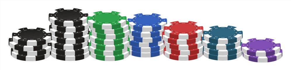 casino chips, vector icons set.