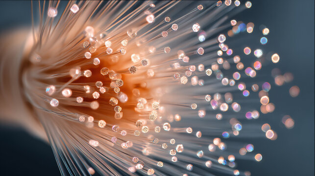 Fiber optic cable close up showing glowing strands with shutdown infrastructure impact on network lighting urban data flow