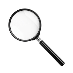 Magnifying Glass: a close-up image of a magnifying glass with black handle, shows a tool of investigation and observation.