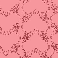 Heart frame with bow background. Seamless pattern for Valentine's Day. 14 February design concept.