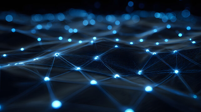 Subtle data visualization grid, soft glowing nodes, tech-forward corporate style, high-tech abstract network, modern digital background, premium clean design.