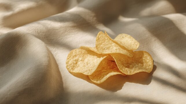 Crispy tortilla chips on linen