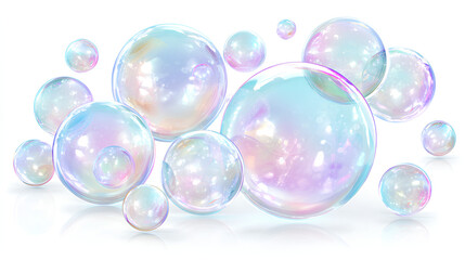 Set of soap bubbles isolated on white Stock Illustration white background 