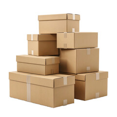 Stack of Cardboard Boxes: A collection of stacked cardboard boxes, presenting a sense of organization and readiness for transport or storage, against a clean backdrop.
