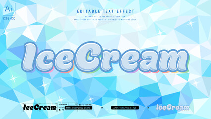 ひんやり冷たいデザインのテキスト。編集可能なグラフィックスタイルテンプレート。