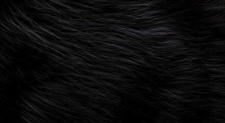 Naklejka premium Dark black animal fur texture with visible fine strands and subtle highlights.
