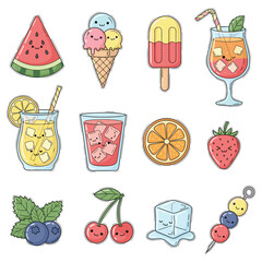 Refreshing Summer Delights A Kawaii Collection of Fruity Treats and Cool Drinks