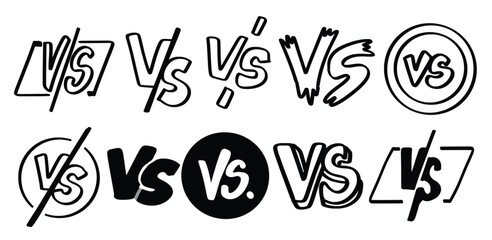 Set of hand drawn versus theme Isolated Vector