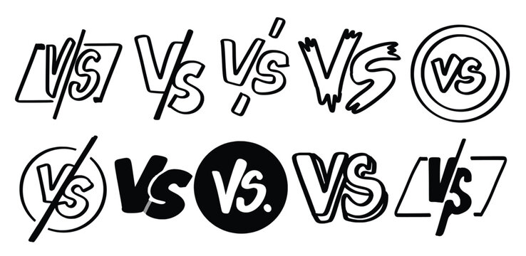 Set of hand drawn versus theme Isolated Vector