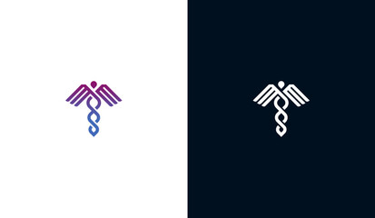 Modern medical snake logo, medical snake icon. Medical snake caduceus symbol. Vector illustration template design