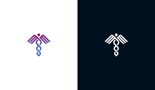 Modern medical snake logo, medical snake icon. Medical snake caduceus symbol. Vector illustration template design