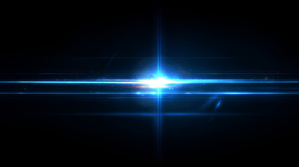 Transparent blue cyan neon glowing with horizontal light line rays beam flare glow shine streak futuristic shimmer radiant energy effect luminous background 