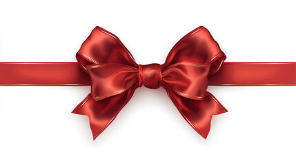 Vector decorative shiny gift red ribbon with tied bow design element isolated on white background Stock Vector 
