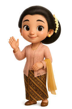 beauty charming javanese women wearing traditional dress 