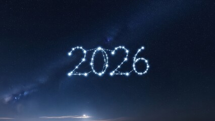 A background of a clear night sky filled with stars, with a constellation subtly connecting to form the numbers 2026, a dreamy and aspirational scene.