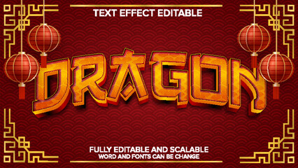 chinese text effect vector editable