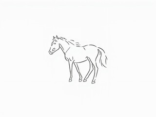かわいい馬の線画のイラスト