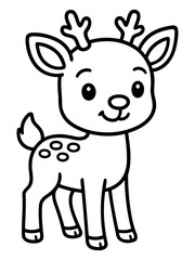 Fototapeta premium Cartoon Deer: A cheerful, cartoon-style deer with adorable features, big eyes, and small antlers, perfect for conveying a sense of cuteness and joy. 
