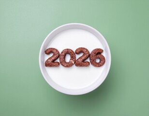 Sweet 2026 new year celebration concept with chocolate numbers in creamy milk, promising a delicious and joyful new year ahead, perfect for holiday promotions