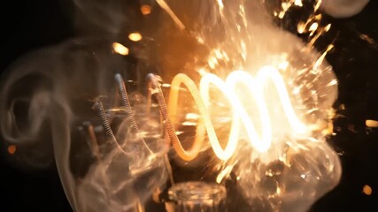 Light Bulb Filament Ignites, Sparks, and Burns Out in Slow Motion