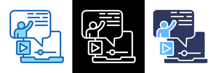 Online Course Icon triplestyle Vector Illustration