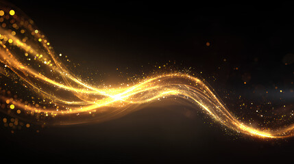 Wave, luxury, brilliant, shine, light, twirl, background with golden twirl of energy, bright spin orbit, white background line beam and dust sparkle in dynamic design