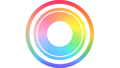 Concentric rainbow circles on black