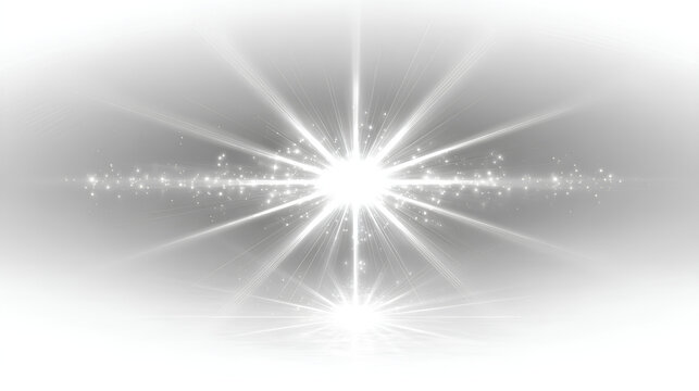 White sparkle light effect isolated on white background glowing silver light with shining rays twinkling star flare magic glow bright sparkle lens flare light Stock Illustration white background  - Powered by Adobe