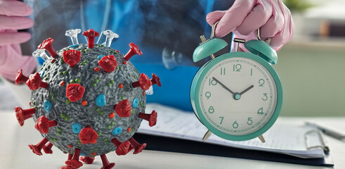 Examines lung model and virus representation in a modern healthcare