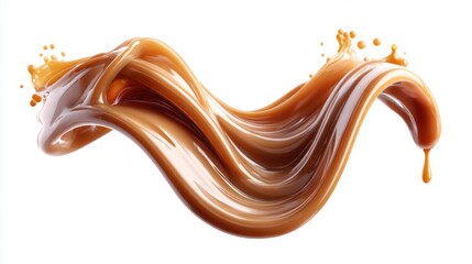 Swirling caramel splash isolated on white background, perfect for food and dessert concepts