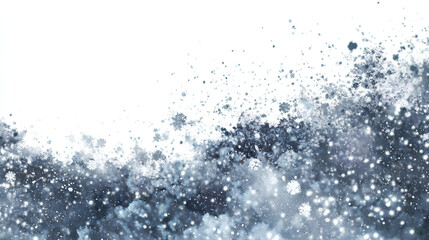 Obraz premium Winter snow particles and frosty elements overlay on white background. 