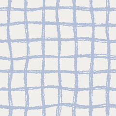 Abstract seamless blue checkered pattern on light background; pencil, chalk, charcoal; simple cute hand-drawn vector illustration, drawing, flat style; Color of the year 2026 - Cloud Dancer
