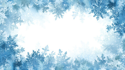 Winter snowflake frost border with white ice frame cold decoration background for Christmas isolated frozen pattern design holiday season. 