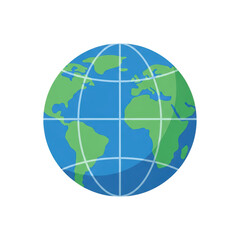 Fototapeta premium Colorful globe with transparent background showing continents and latitudinal lines