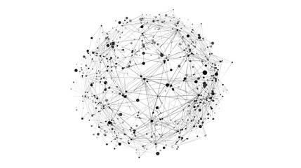 Network connections concept, geometric sphere with lines and dots isolated on white background Stock Illustration