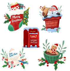 set of christmas elements cartoon