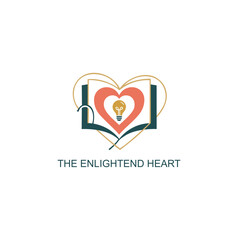 Abstract logo combining a heart, an open book, and a lightbulb, representing enlightened love or emotional intelligence.