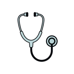 Classic black and white stethoscope with transparent background for medical use