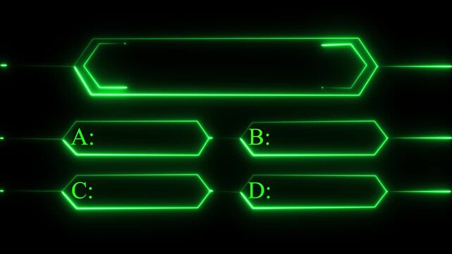 Green Neon Graphic Interface with Four Choice Options ABCD light