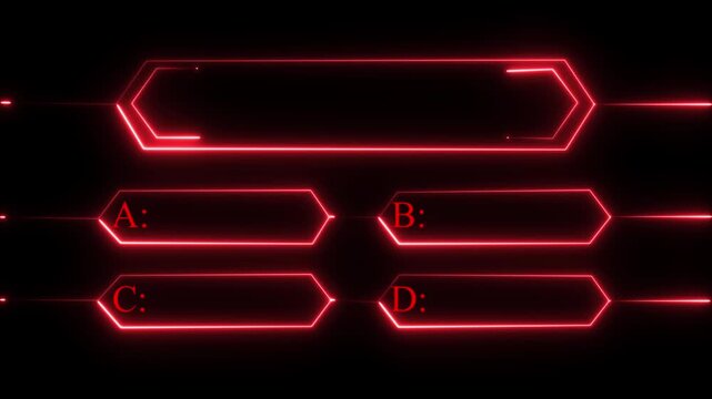 Red Neon Graphic Interface with Four Choice Options ABCD light