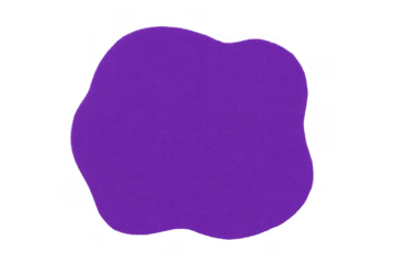 Purple abstract blob creating a fluid paint splat or liquid ink splash. Dynamic watercolor shape on transparent background